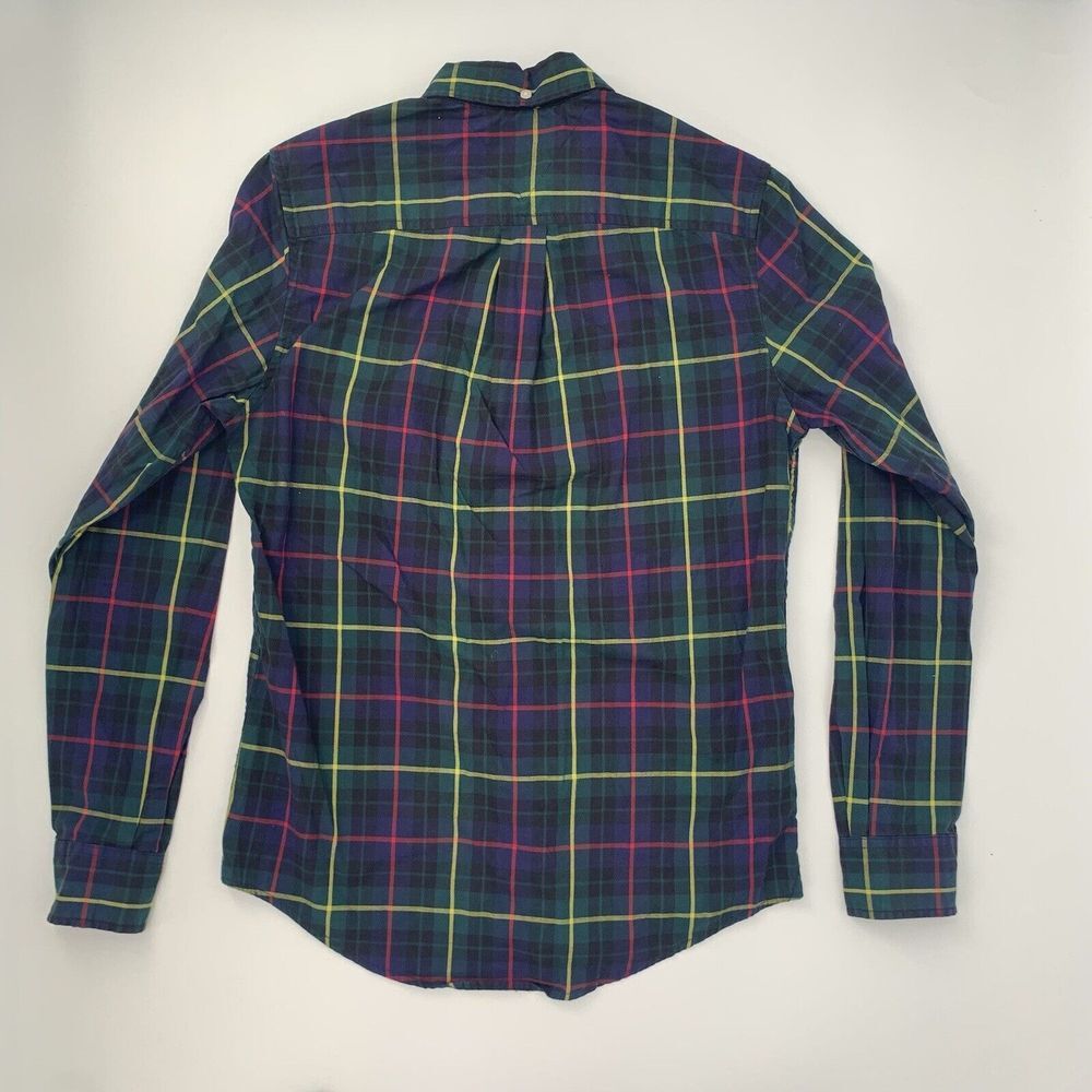 Tommy Hilfiger Navy Blue Plaid Long Sleeve Button Up Men's Shirt Size XS - Picture 8 of 9